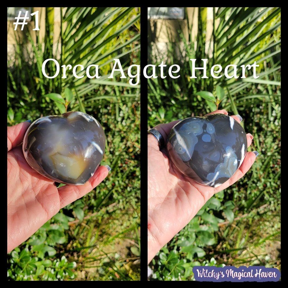 Orca Agate Gemstone Heart
